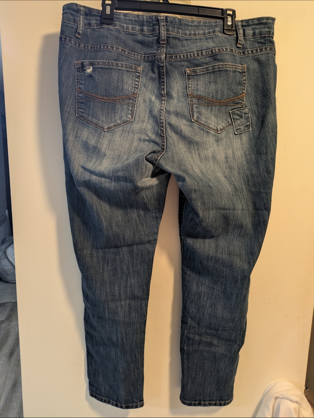 Women’s Blue Distressed Patch Jeans - Picture 2 of 3